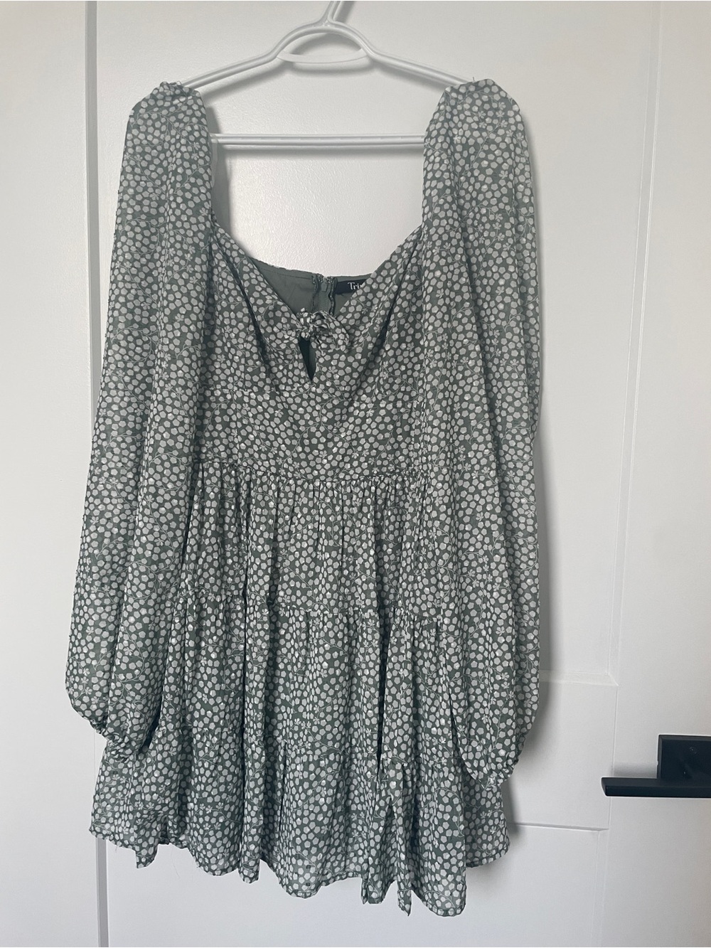 Trixxi Sage Green Floral Print Mini Dress